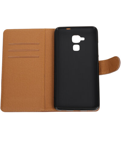 Mocca Pull-Up PU booktype wallet hoesje voor Huawei Honor 5c