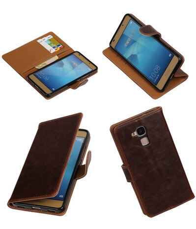 Mocca Pull-Up PU booktype wallet hoesje voor Huawei Honor 5c