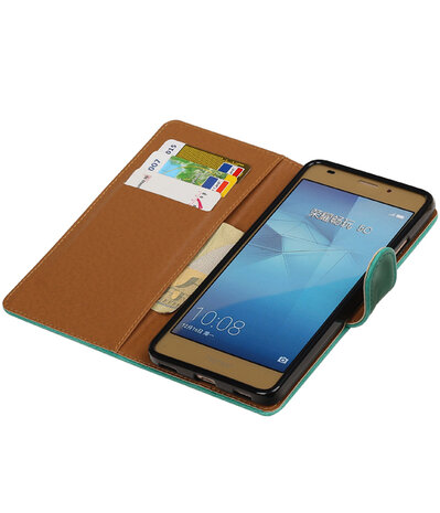 Groen Pull-Up PU booktype wallet hoesje voor Huawei Honor 5c