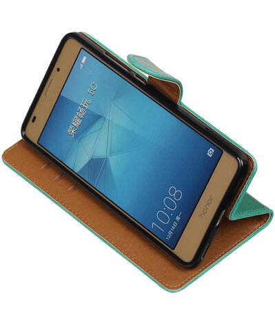 Groen Pull-Up PU booktype wallet hoesje voor Huawei Honor 5c