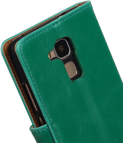 Groen Pull-Up PU booktype wallet hoesje voor Huawei Honor 5c