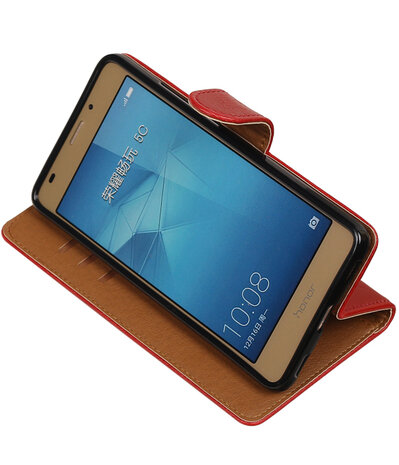 Rood Pull-Up PU booktype wallet hoesje voor Huawei Honor 5c