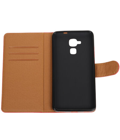 Rood Pull-Up PU booktype wallet hoesje voor Huawei Honor 5c