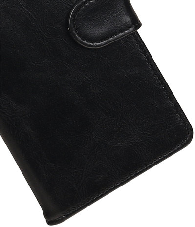 Zwart Pull-Up PU booktype wallet hoesje voor Huawei Honor V8