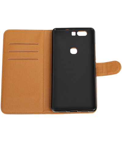 Bruin Pull-Up PU booktype wallet hoesje voor Huawei Honor V8