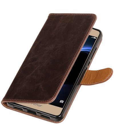 Mocca Pull-Up PU booktype wallet hoesje voor Huawei Honor V8