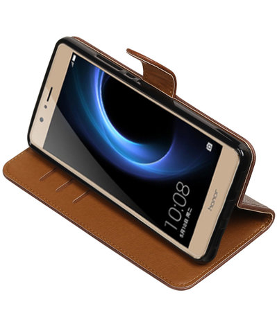 Mocca Pull-Up PU booktype wallet hoesje voor Huawei Honor V8