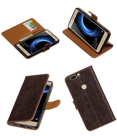 Mocca Pull-Up PU booktype wallet hoesje voor Huawei Honor V8