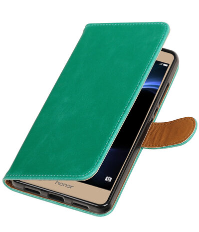 Groen Pull-Up PU booktype wallet hoesje voor Huawei Honor V8