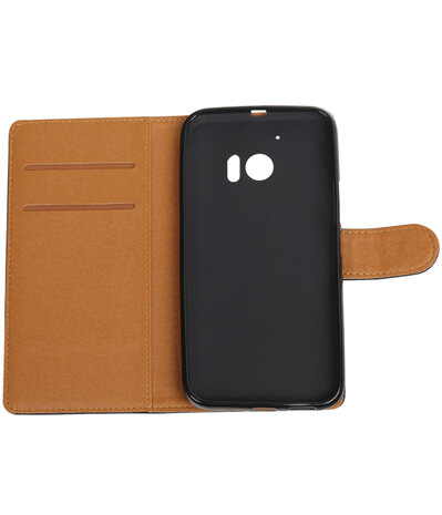 Zwart Pull-Up PU booktype wallet hoesje voor HTC 10