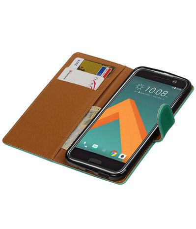 Groen Pull-Up PU booktype wallet hoesje voor HTC 10