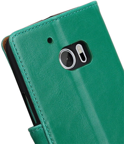 Groen Pull-Up PU booktype wallet hoesje voor HTC 10