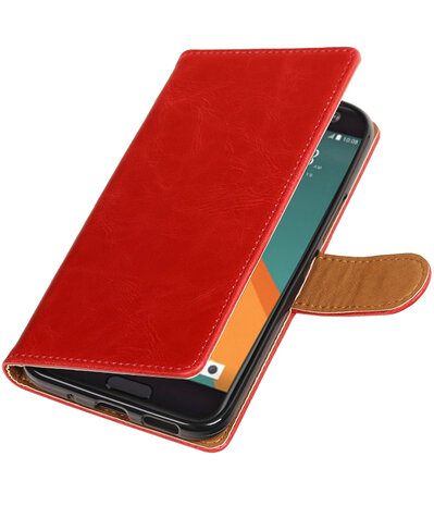 Rood Pull-Up PU booktype wallet hoesje voor HTC 10