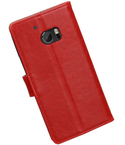 Rood Pull-Up PU booktype wallet hoesje voor HTC 10