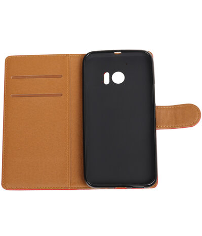 Rood Pull-Up PU booktype wallet hoesje voor HTC 10