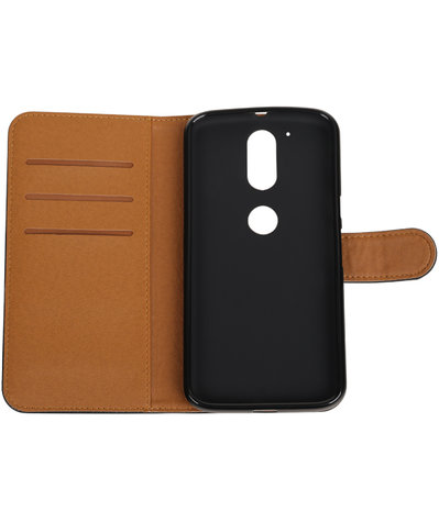 Zwart Pull-Up PU booktype wallet hoesje voor Motorola Moto G4 / G4 Plus