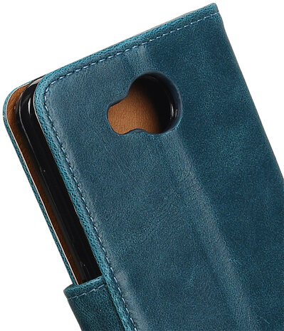 Blauw Pull-Up PU booktype wallet hoesje voor Huawei Y3 II