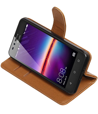 Bruin Pull-Up PU booktype wallet hoesje voor Huawei Y3 II