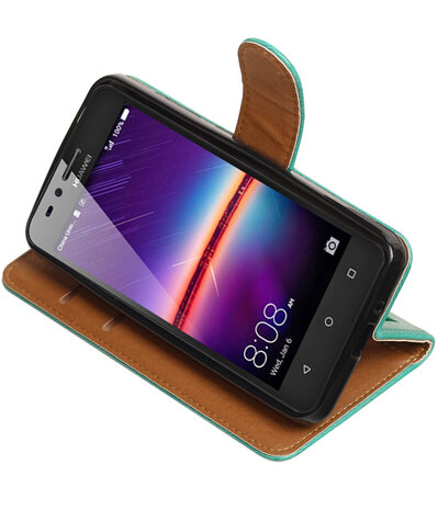 Groen Pull-Up PU booktype wallet hoesje voor Huawei Y3 II