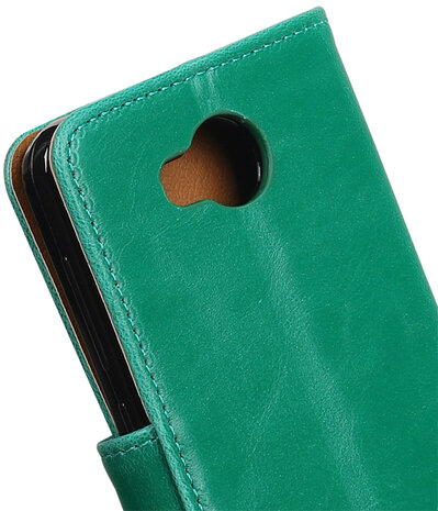 Groen Pull-Up PU booktype wallet hoesje voor Huawei Y3 II