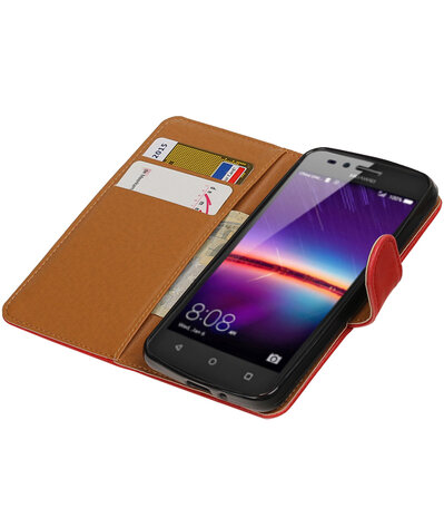 Rood Pull-Up PU booktype wallet hoesje voor Huawei Y3 II