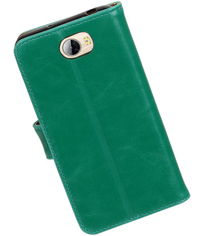 Groen Pull-Up PU booktype wallet hoesje voor Huawei Y5 II