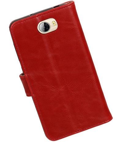 Rood Pull-Up PU booktype wallet hoesje voor Huawei Y5 II