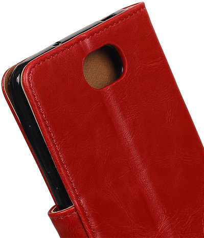 Rood Pull-Up PU booktype wallet hoesje voor Huawei Y5 II