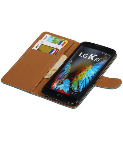 Blauw Pull-Up PU booktype wallet hoesje voor LG K10