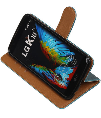 Blauw Pull-Up PU booktype wallet hoesje voor LG K10