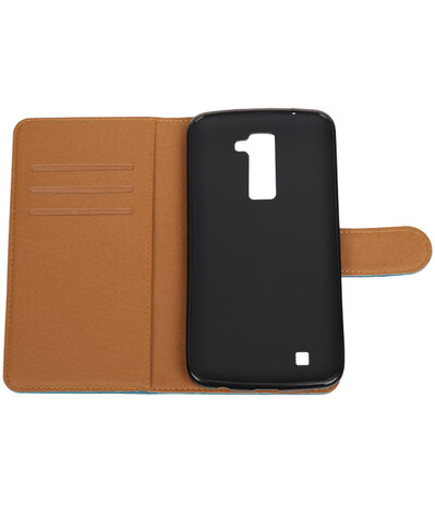 Blauw Pull-Up PU booktype wallet hoesje voor LG K10