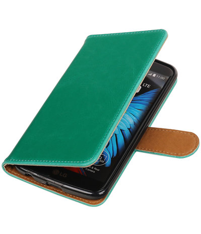 Groen Pull-Up PU booktype wallet hoesje voor LG K10