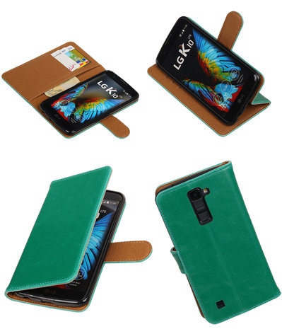 Groen Pull-Up PU booktype wallet hoesje voor LG K10