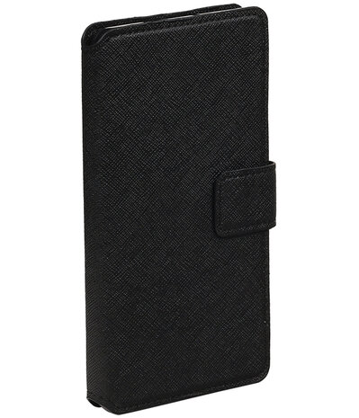 Zwart Huawei P8 TPU wallet case booktype hoesje HM Book