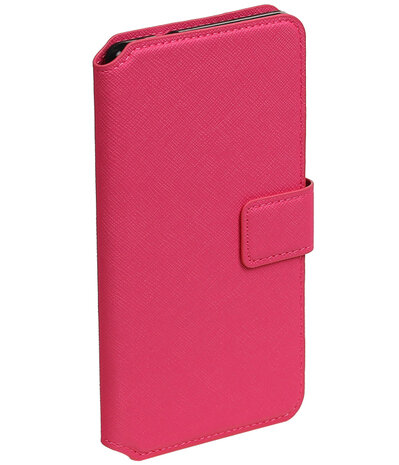 Roze Huawei P8 TPU wallet case booktype hoesje HM Book