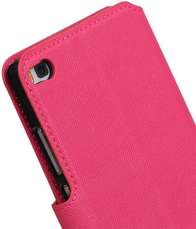 Roze Huawei P8 TPU wallet case booktype hoesje HM Book