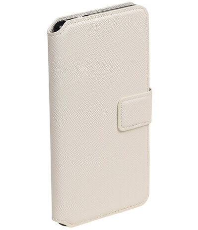 Wit Huawei P8 TPU wallet case booktype hoesje HM Book