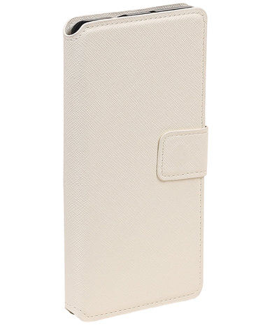Wit Sony Xperia C6 TPU wallet case booktype hoesje HM Book