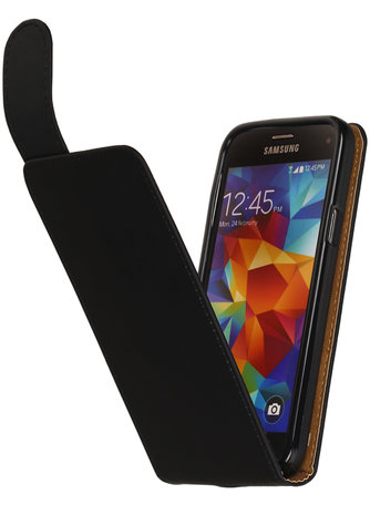 Zwart Effen Classic TPU flip case hoesje voor Samsung Galaxy S5 Mini