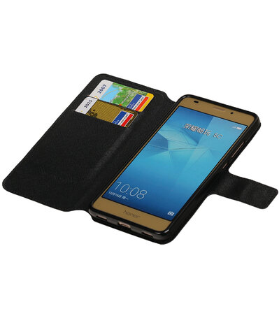 Zwart Huawei Honor 5c TPU wallet case booktype hoesje HM Book