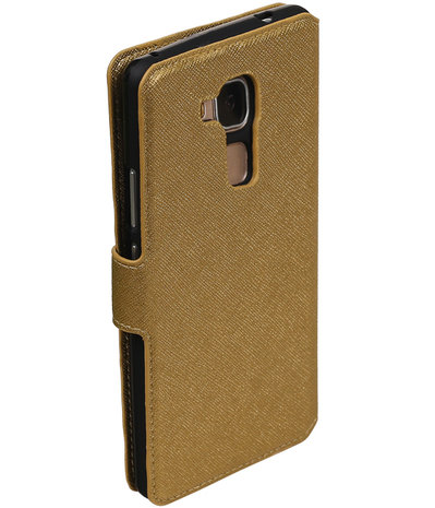 Goud Huawei Honor 5c TPU wallet case booktype hoesje HM Book