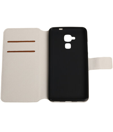 Wit Huawei Honor 5c TPU wallet case booktype hoesje HM Book