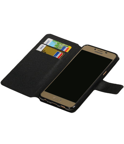 Zwart Samsung Galaxy C5 TPU wallet case booktype hoesje HM Book