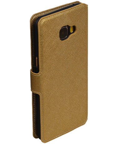 Goud Samsung Galaxy C5 TPU wallet case booktype hoesje HM Book