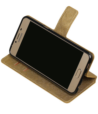 Goud Samsung Galaxy C5 TPU wallet case booktype hoesje HM Book