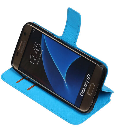 Blauw Samsung Galaxy S7 TPU wallet case booktype hoesje HM Book