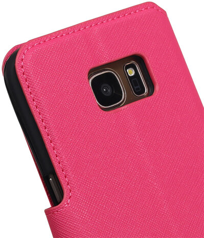 Roze Samsung Galaxy S7 TPU wallet case booktype hoesje HM Book