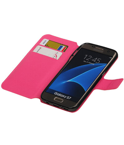 Roze Samsung Galaxy S7 TPU wallet case booktype hoesje HM Book