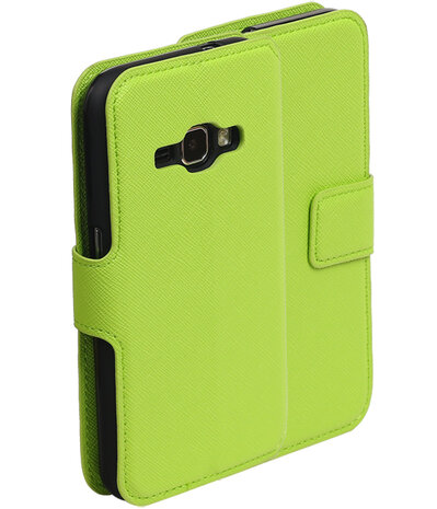 Groen Samsung Galaxy J1 2016 TPU wallet case booktype hoesje HM Book