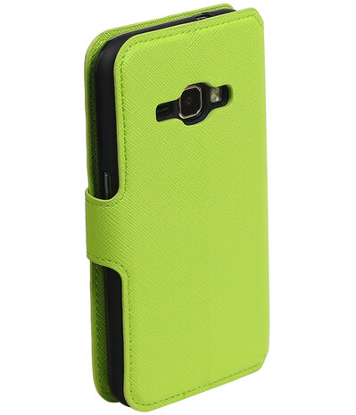 Groen Samsung Galaxy J1 2016 TPU wallet case booktype hoesje HM Book